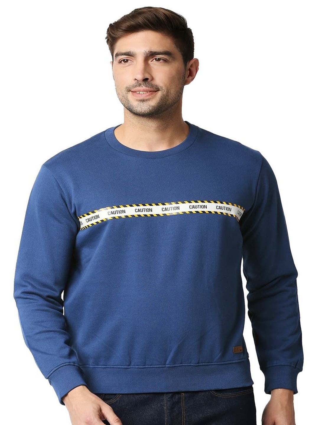 

Basics Men Typography Printed Pullover, Navy blue