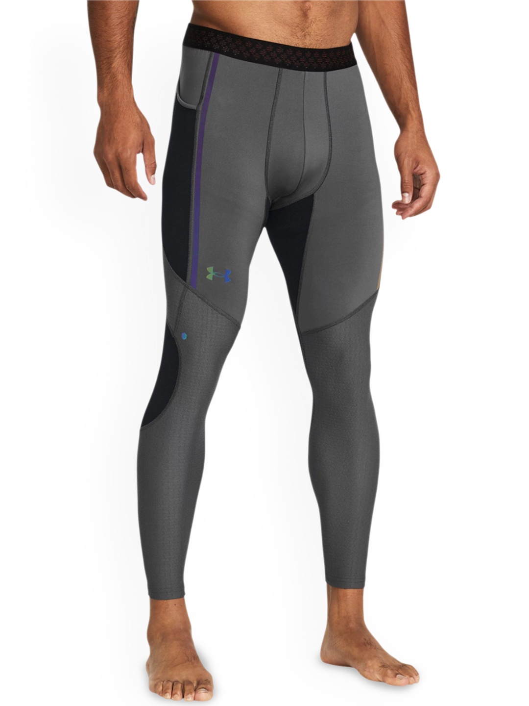 

UNDER ARMOUR UA RUSH Smart Form 2.0 Men Brand Logo Printed Tights, Grey