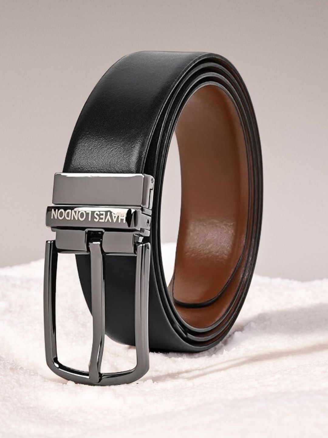 

Hayes London Men Belt Premium Genuine Formal Reversible Leather, Grey