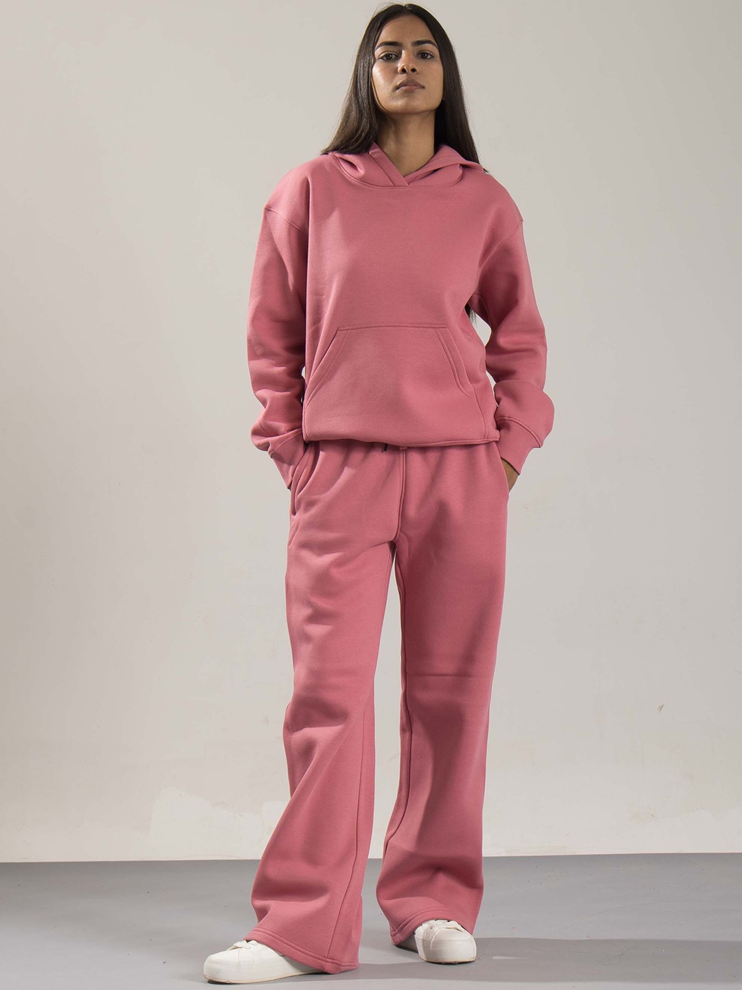 

ONEWAY Women Comfort Fit Sweatshirt With Trackpants Co-Ords, Pink