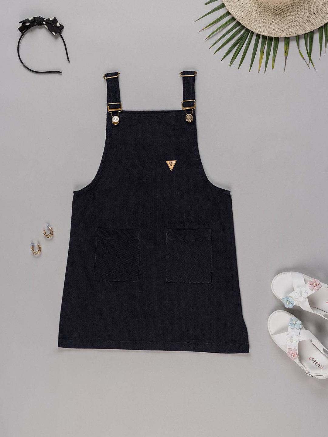 

Purple United Kids Girls Cotton Dungarees, Navy blue
