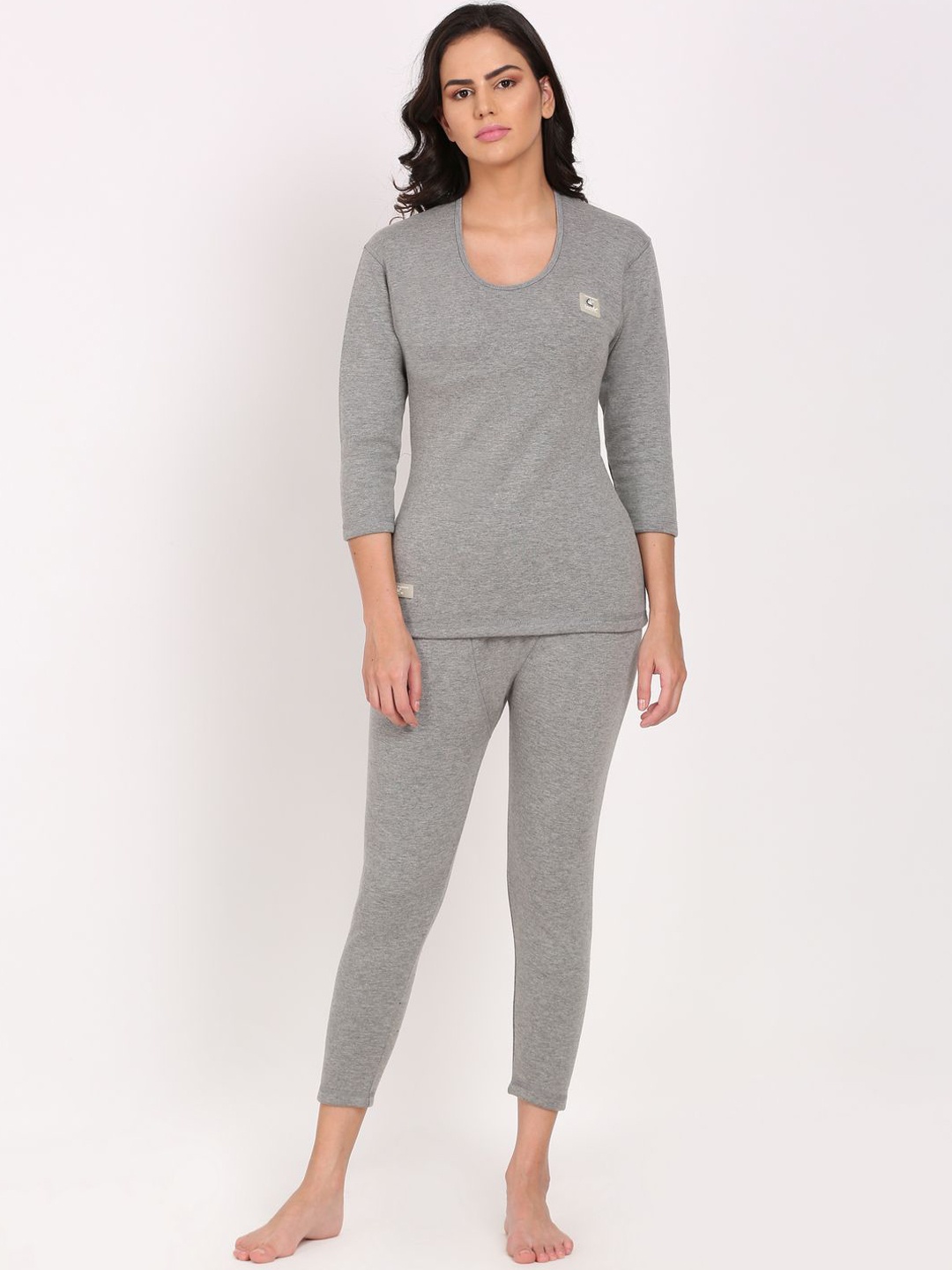 

OOSHIN UK Cotton Round Neck Thermal Set, Grey