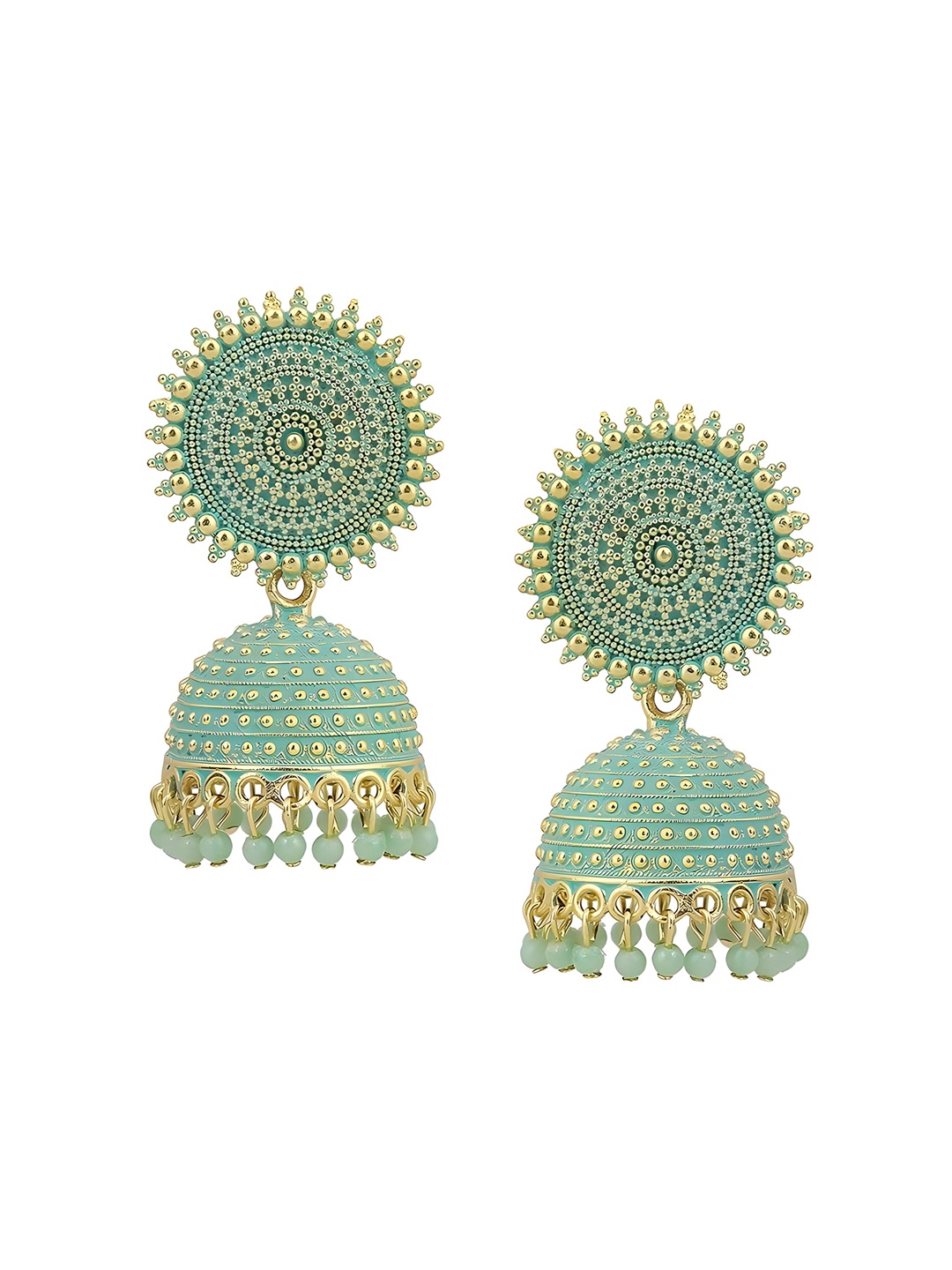

JMBW INTERNATIONAL Gold-Plated Stone Studded Dome Shaped Jhumkas