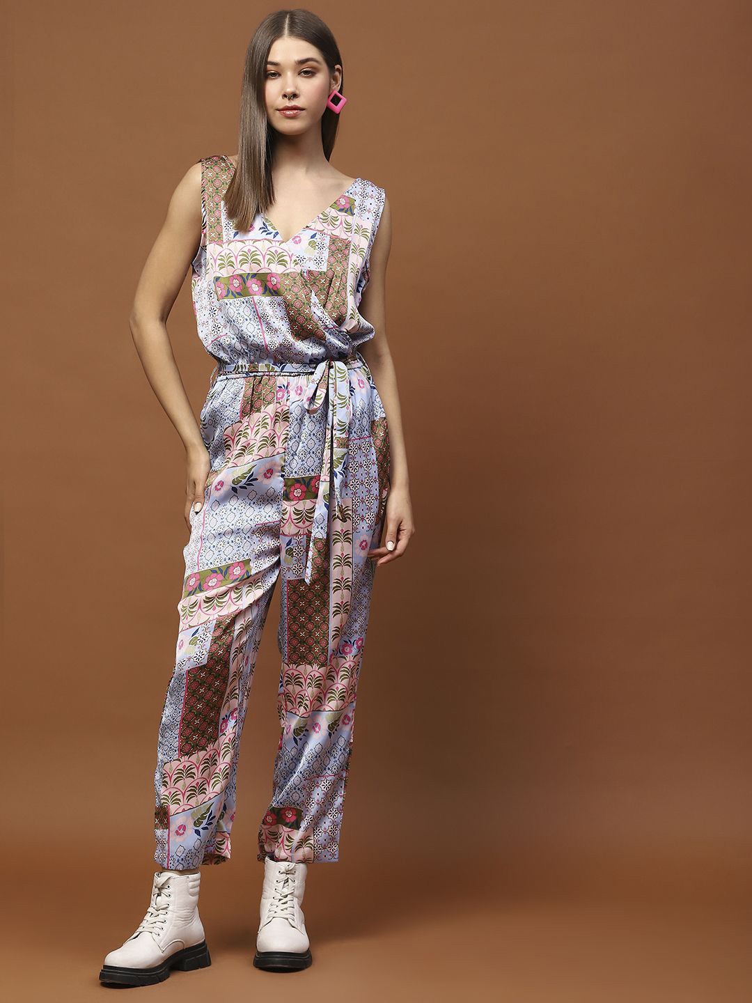 

Sera Printed Basic Jumpsuit, Blue