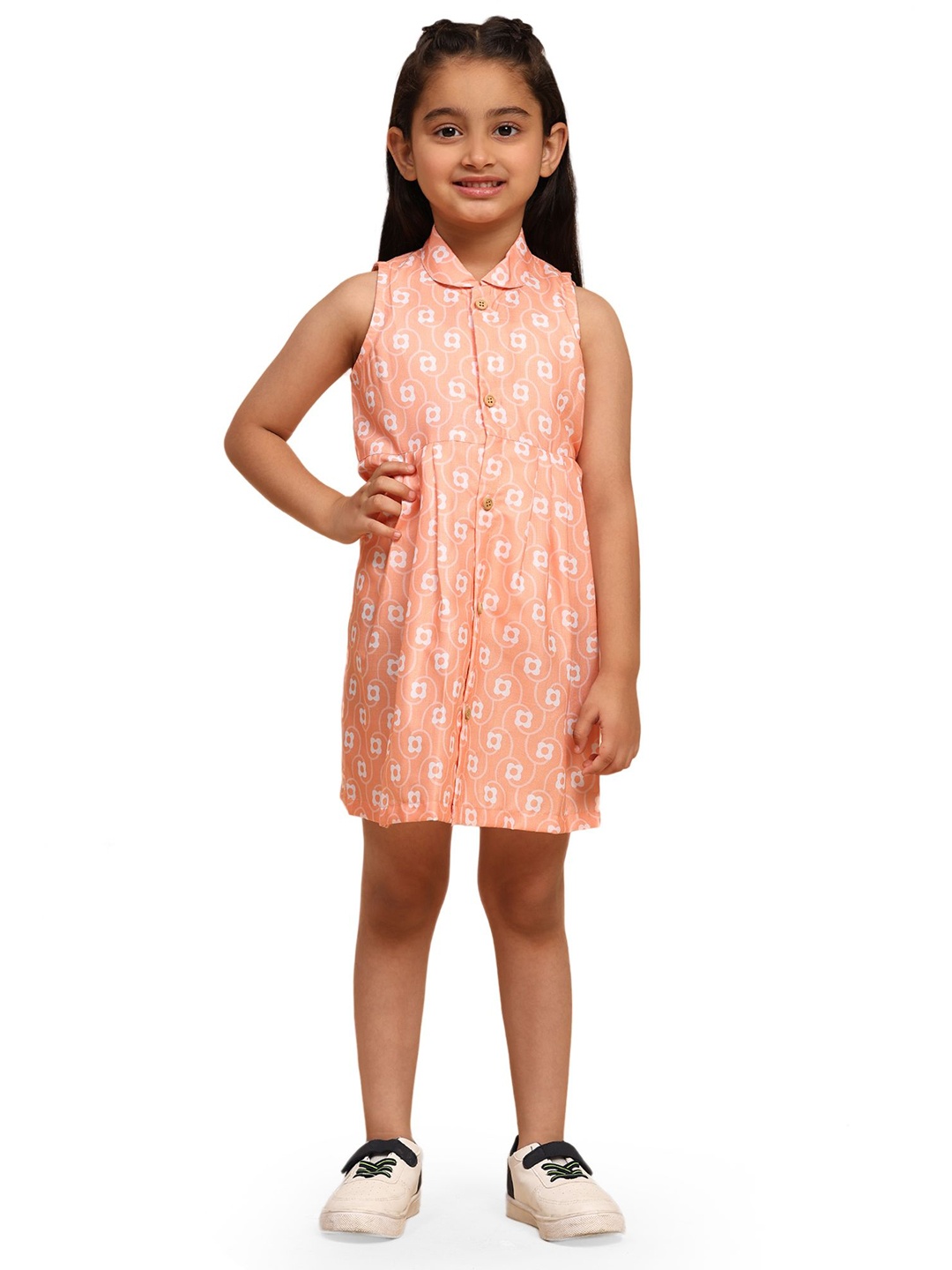 

Funny Bones Clothings Polka Dot Print Peter Pan Collar A-Line Dress, Orange