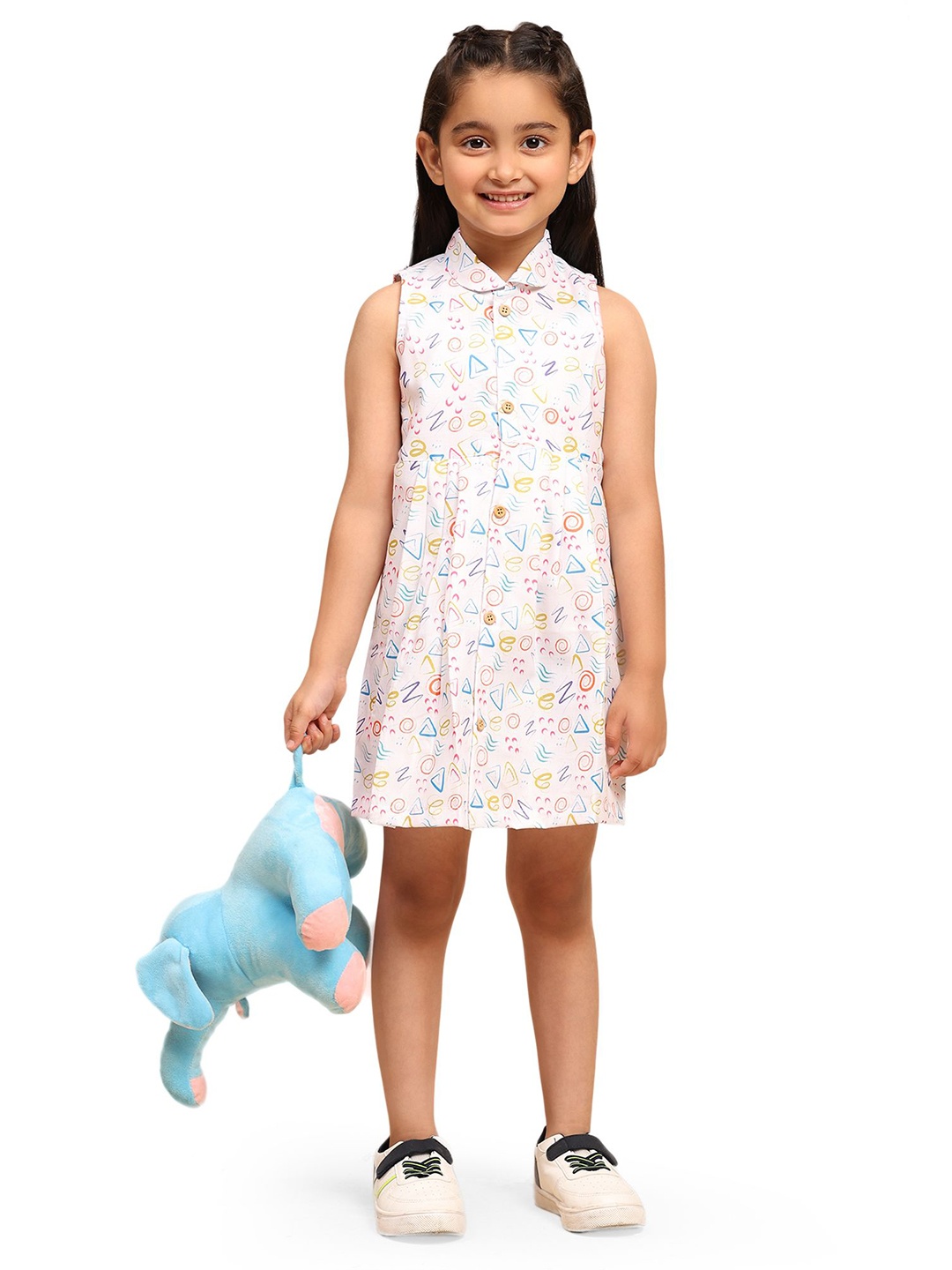 

Funny Bones Clothings Print Peter Pan Collar A-Line Dress, White