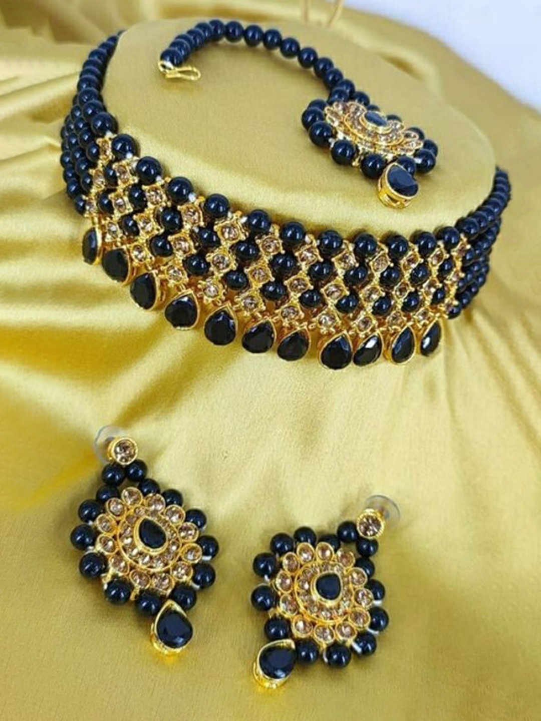 

JMBW INTERNATIONAL Gold-Plated Artificial Stones And Beads Jewellery Set