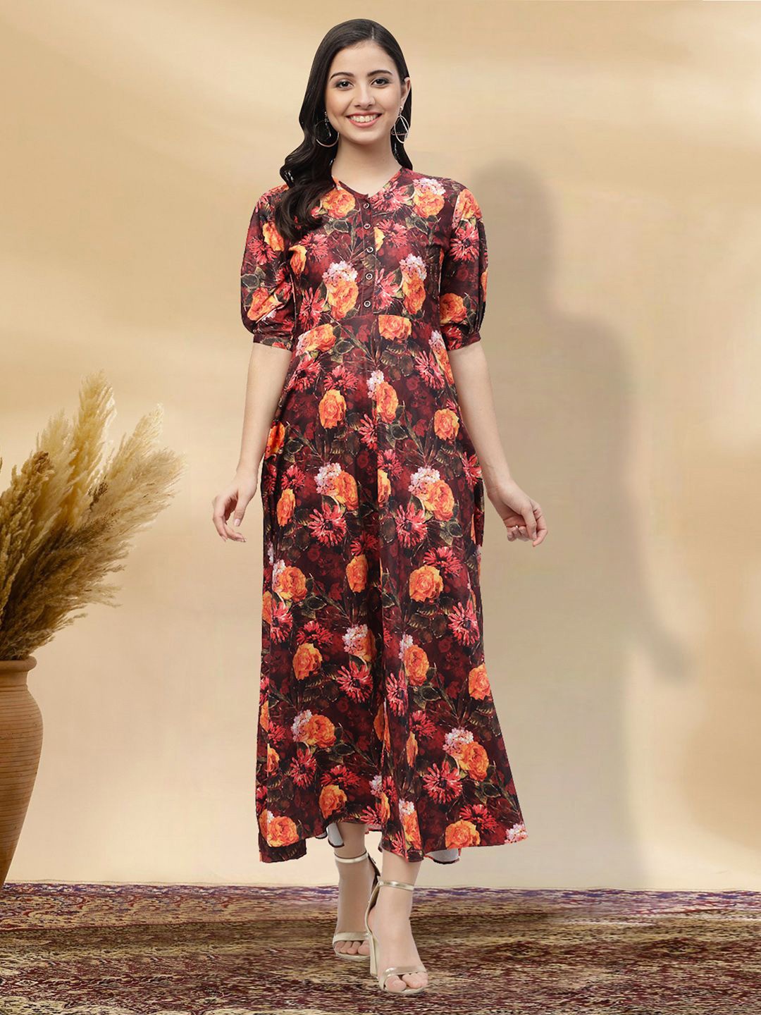 

BAESD Floral Print Applique Fit & Flare Dress, Multi