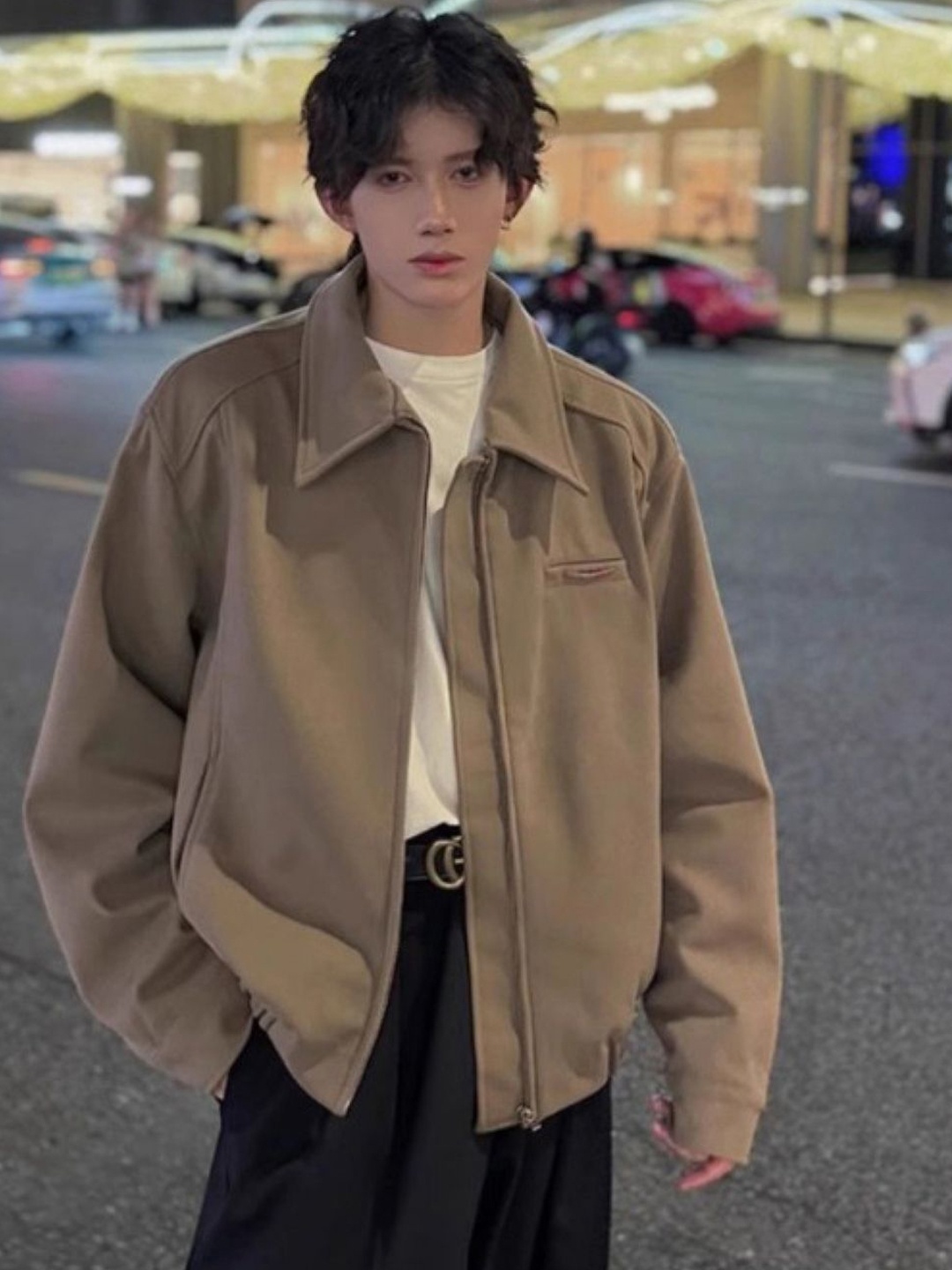 

HERE&NOW Men Spread Collar Solid Casual Tailored Jacket, Brown