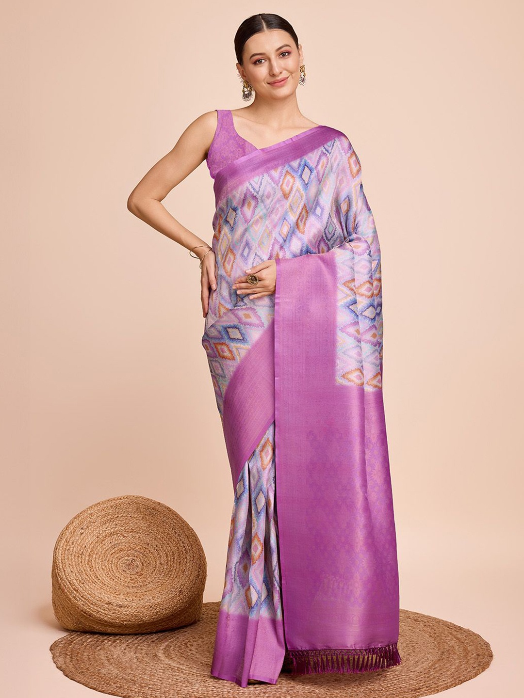 

LEOSAGI Zari Pure Silk Saree, Purple