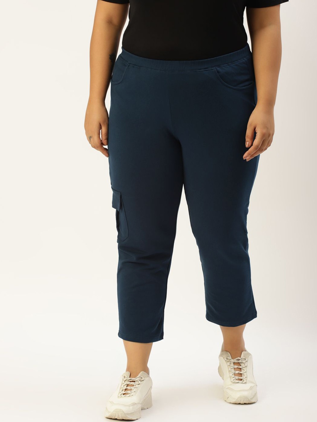 

theRebelinme Women Plus Size Capris, Blue