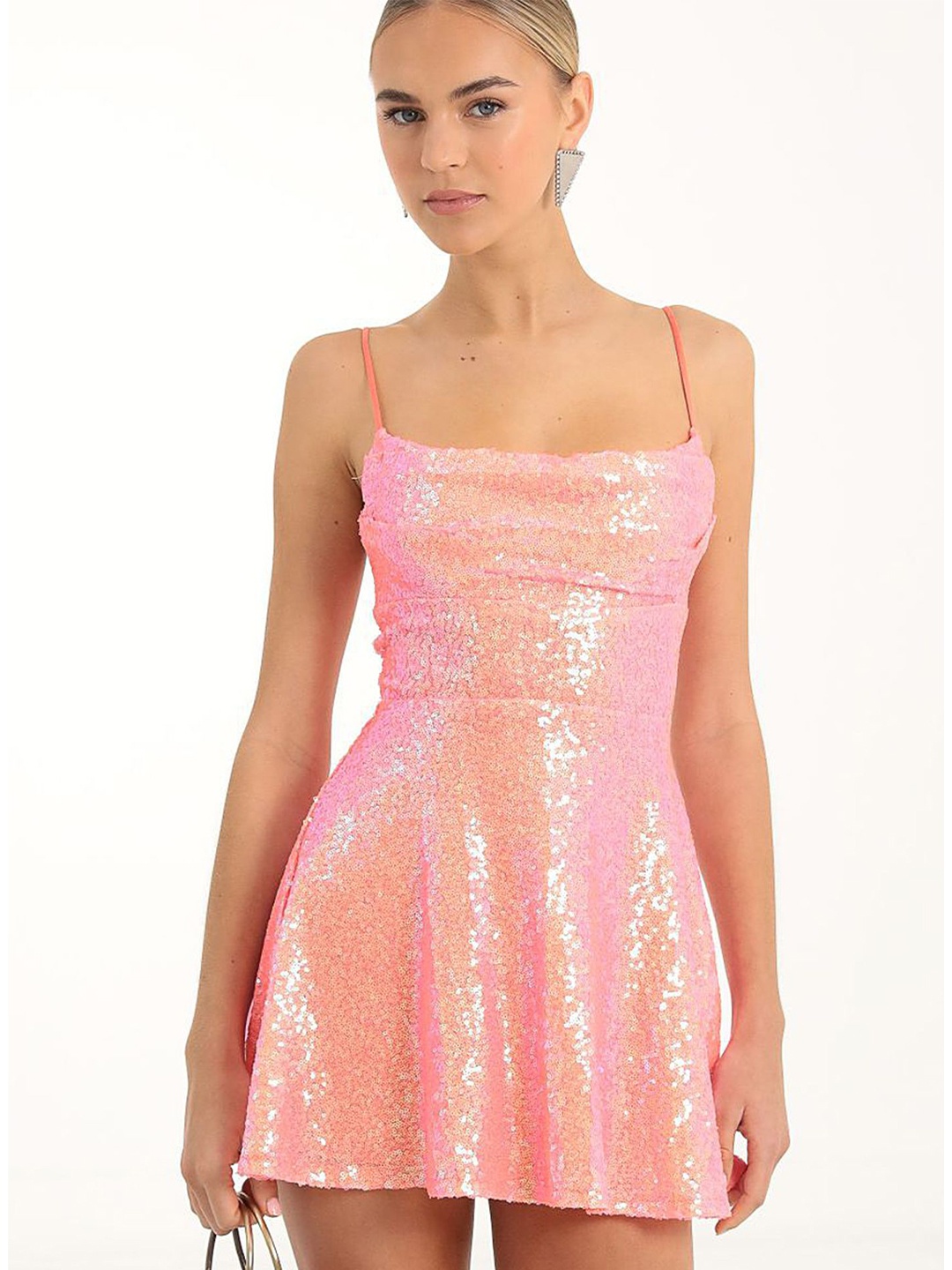 

LULU & SKY Fit & Flare Mini Dress, Pink