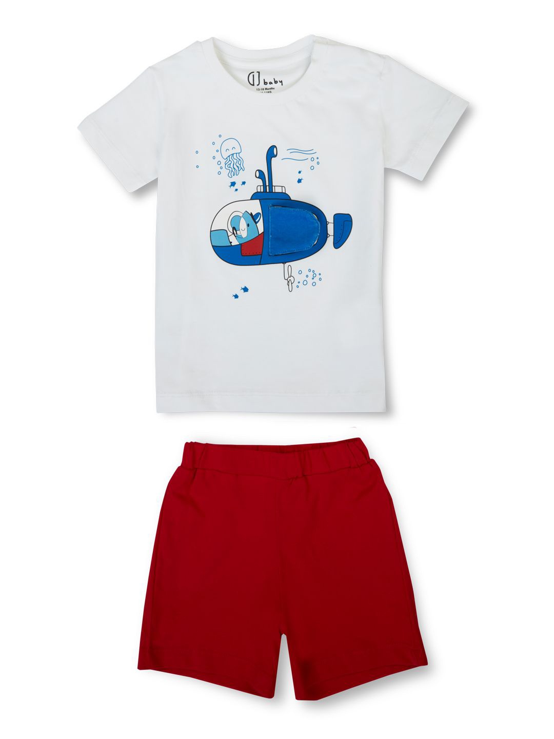 

GJ baby Boys Printed Short Sleeves T-shirt with Shorts, White