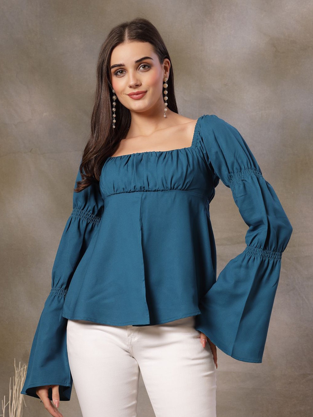 

Rue Collection Bell Sleeve Top, Blue