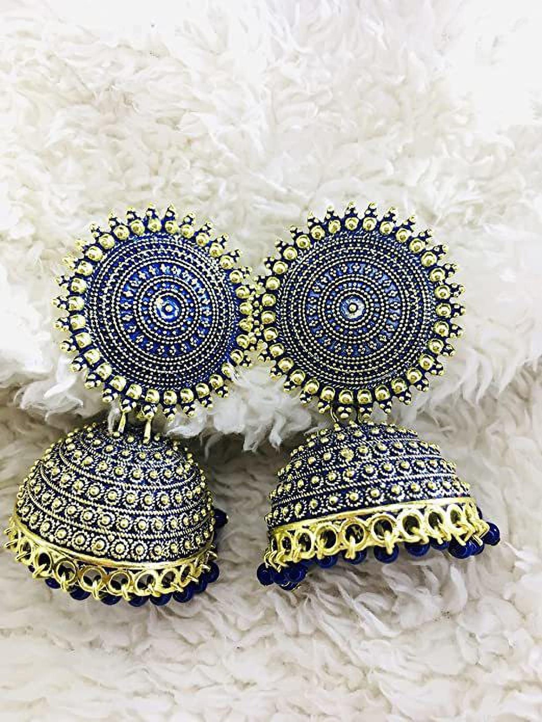 

JMBW INTERNATIONAL Gold-Plated Dome Shaped Jhumkas