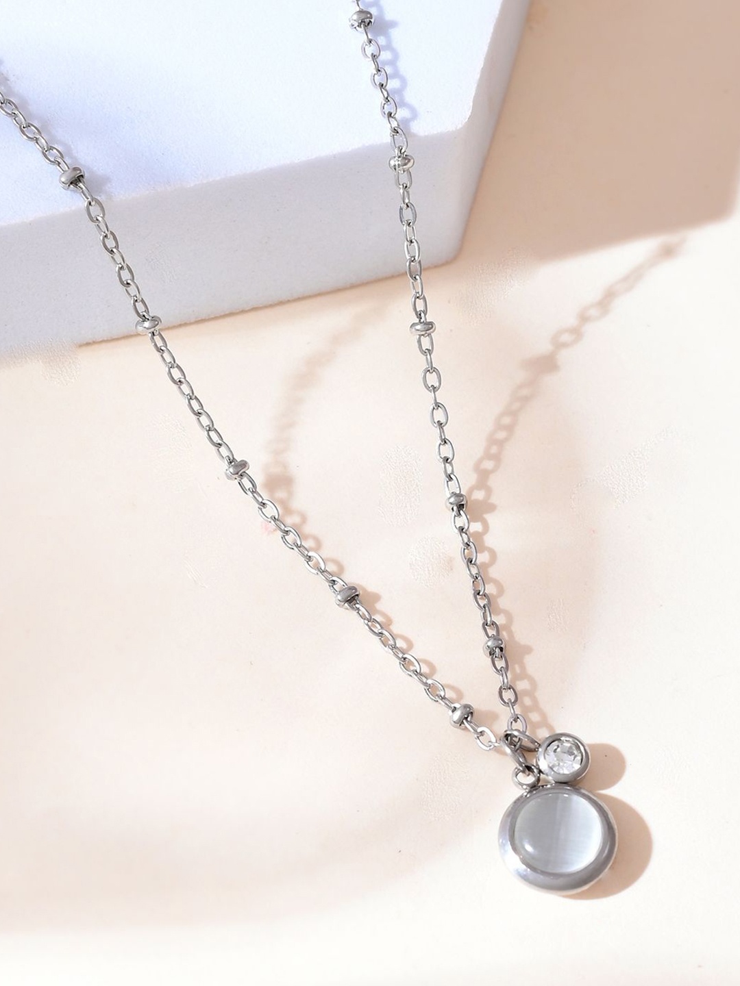 

Voylla Rhodium-Plated Quirky Pendants with Chains, Silver