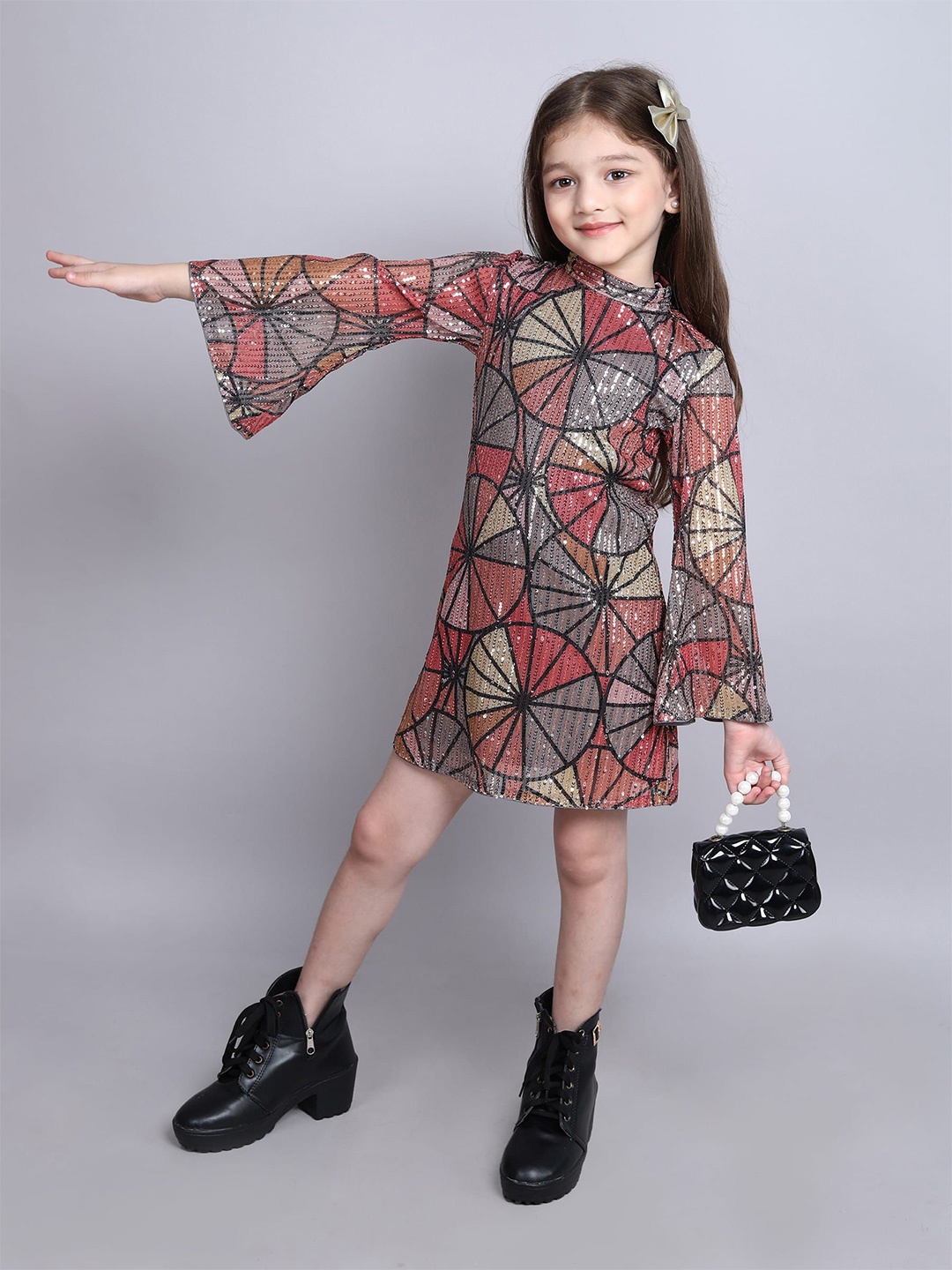 

taffykids Ethnic Motifs Print A-Line Dress, Multi