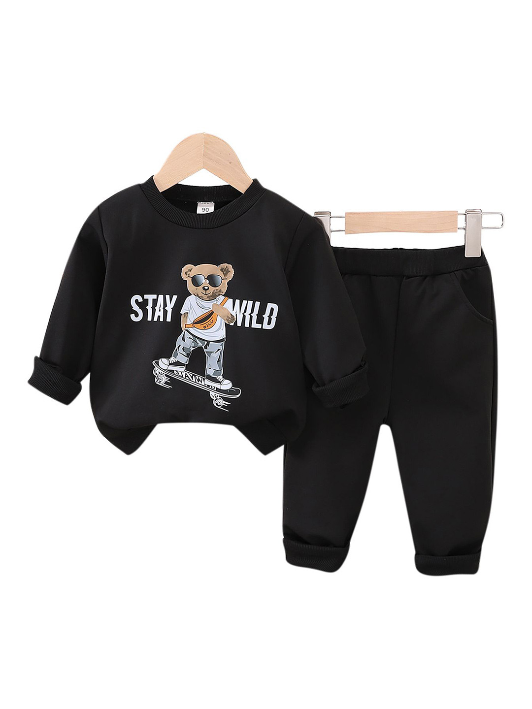 

StyleCast x Revolte Boys Printed Round Neck Long Sleeves Sweatshirt With Jogger, Black