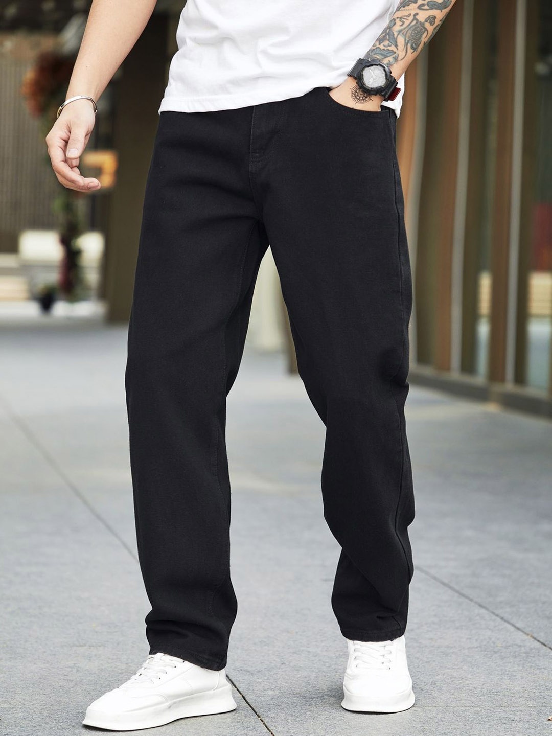 

Kotty Men Low-Rise Stretchable Jeans, Black