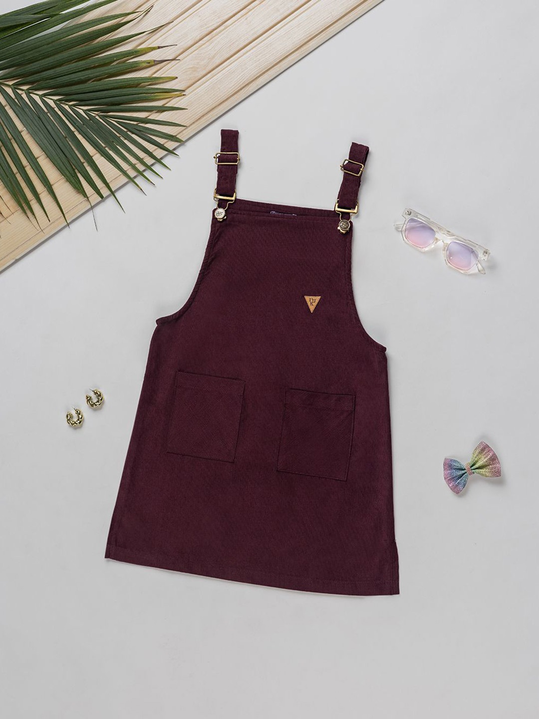 

Purple United Kids Girls Cotton Dungarees, Burgundy