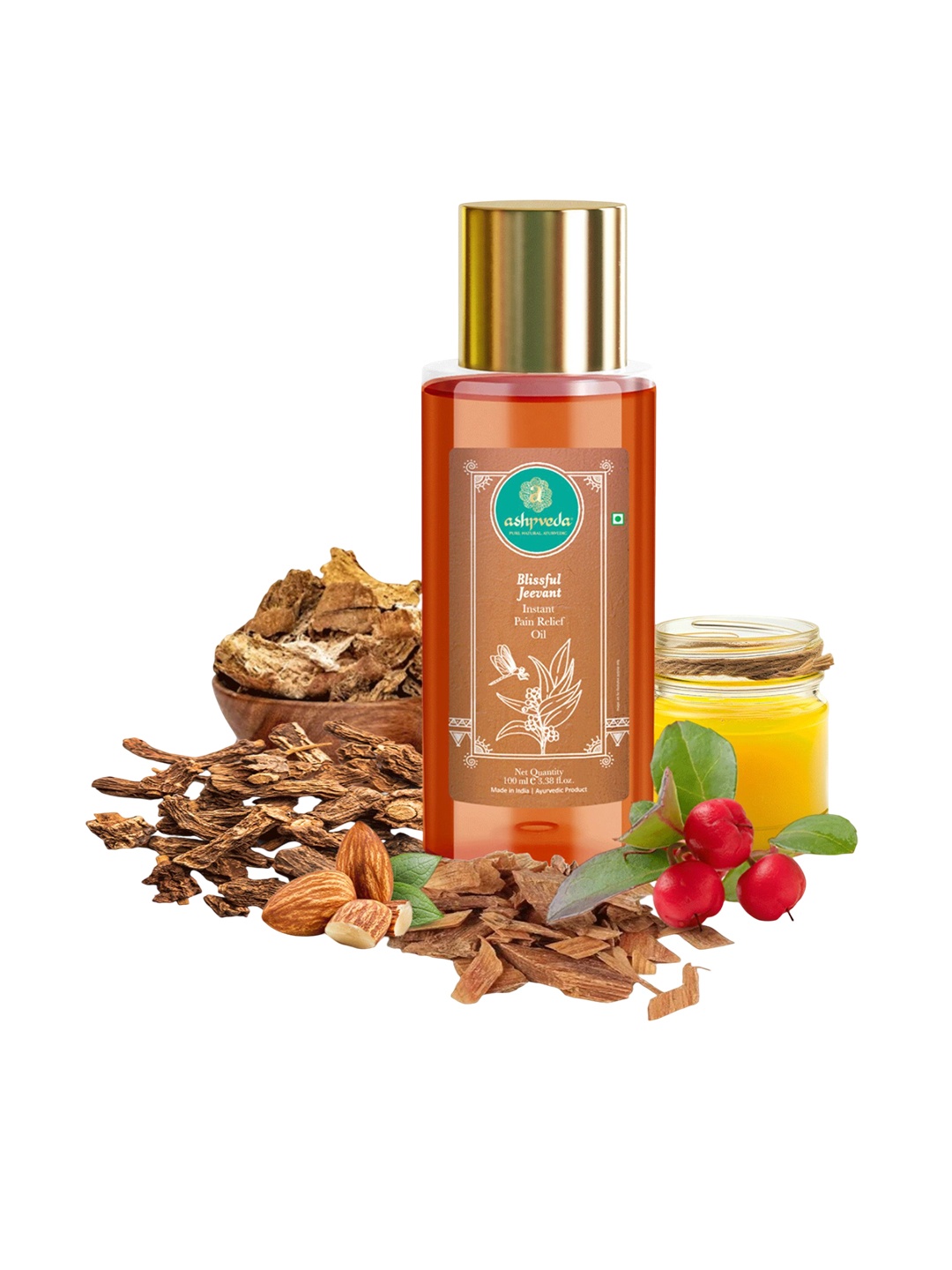 

ASHPVEDA Blissful Jeevant Instant Pain Relief Massage Oil - 100ml, Rust