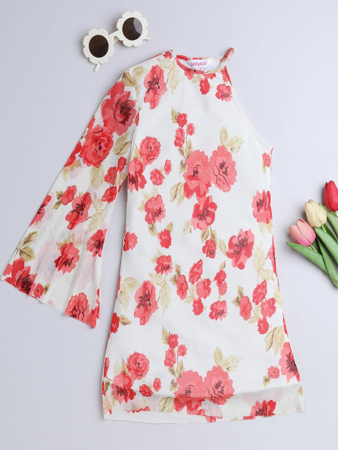 

taffykids Floral Print A-Line Dress, Red