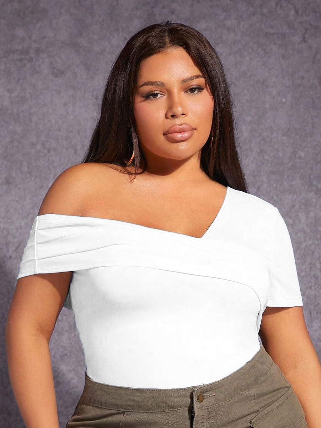 

CURVE BY KOTTY One Shoulder Top, White