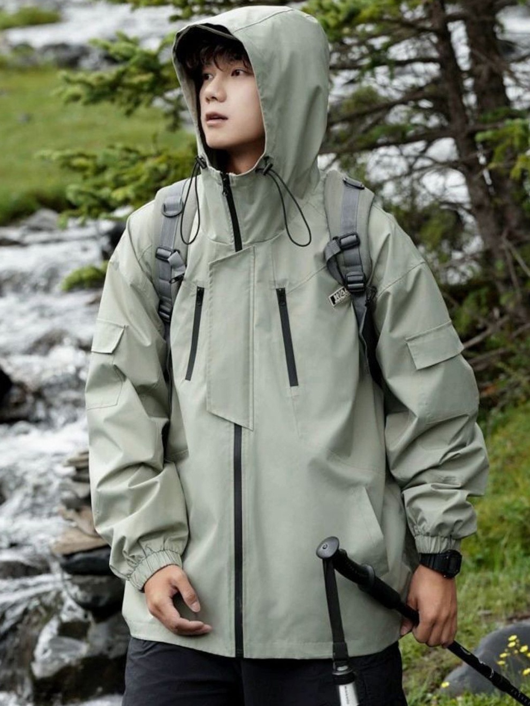 

HERE&NOW Men Hooded Solid Casual Bomber Jacket, Grey