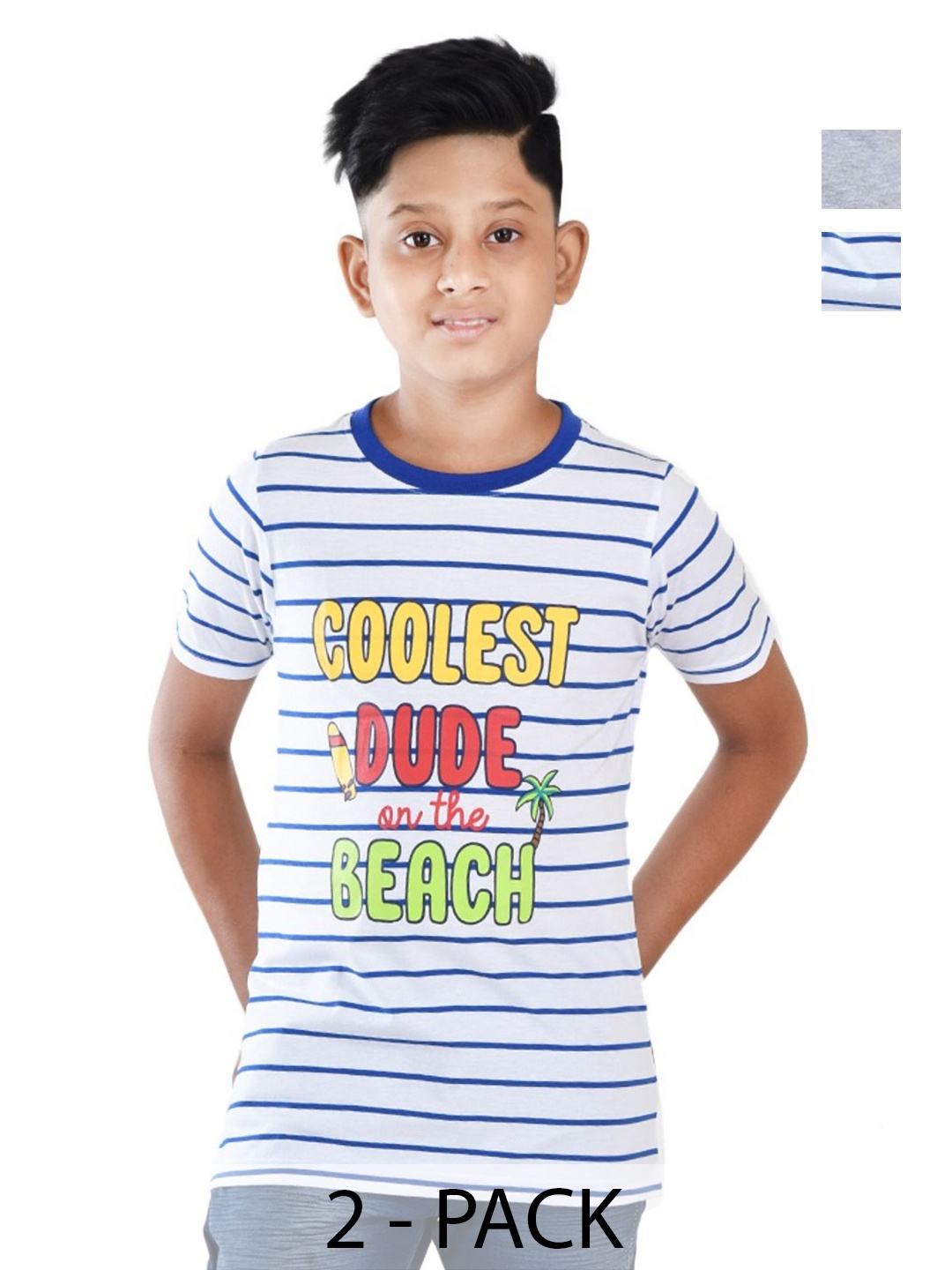 

Clothe Funn Boys Pack Of 2 Typography Printed Cotton T-shirt, White