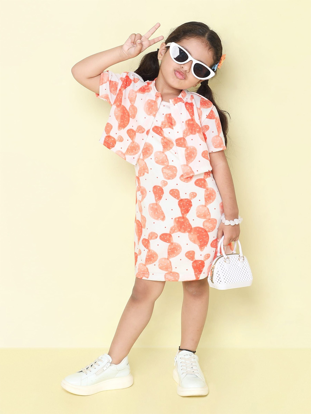 

taffykids Print A-Line Dress, Orange