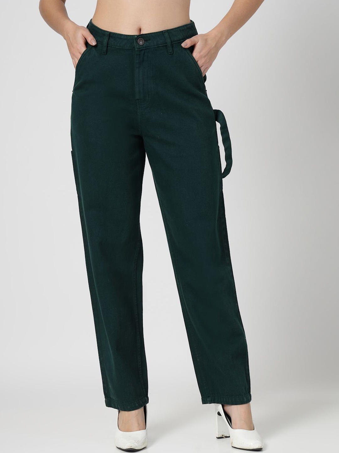 

COSMIC TRIO Women Regular Fit Mid-Rise Jeans, Green