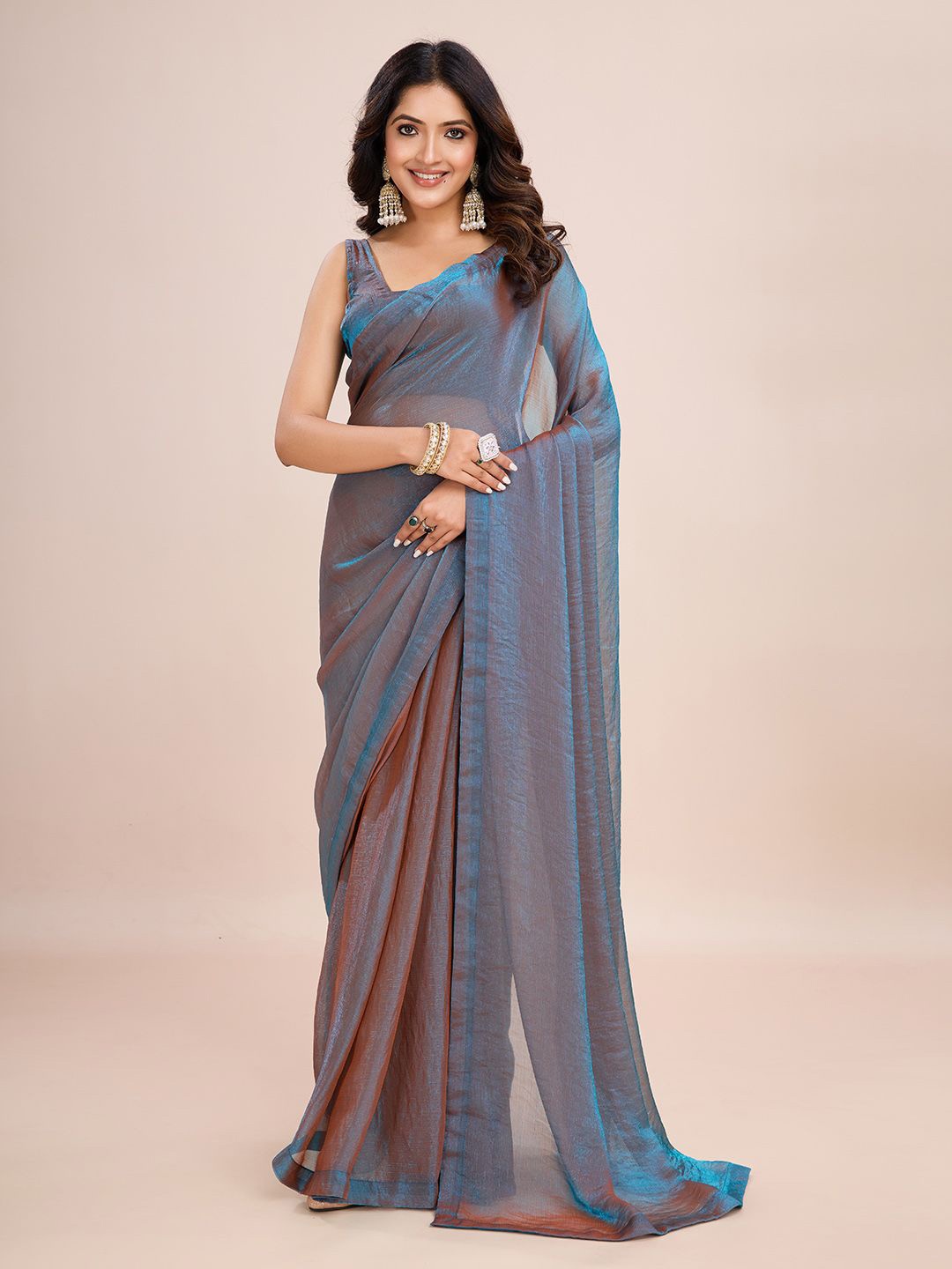 

kasee Embellished Silk Blend Ready to Wear Saree, Blue