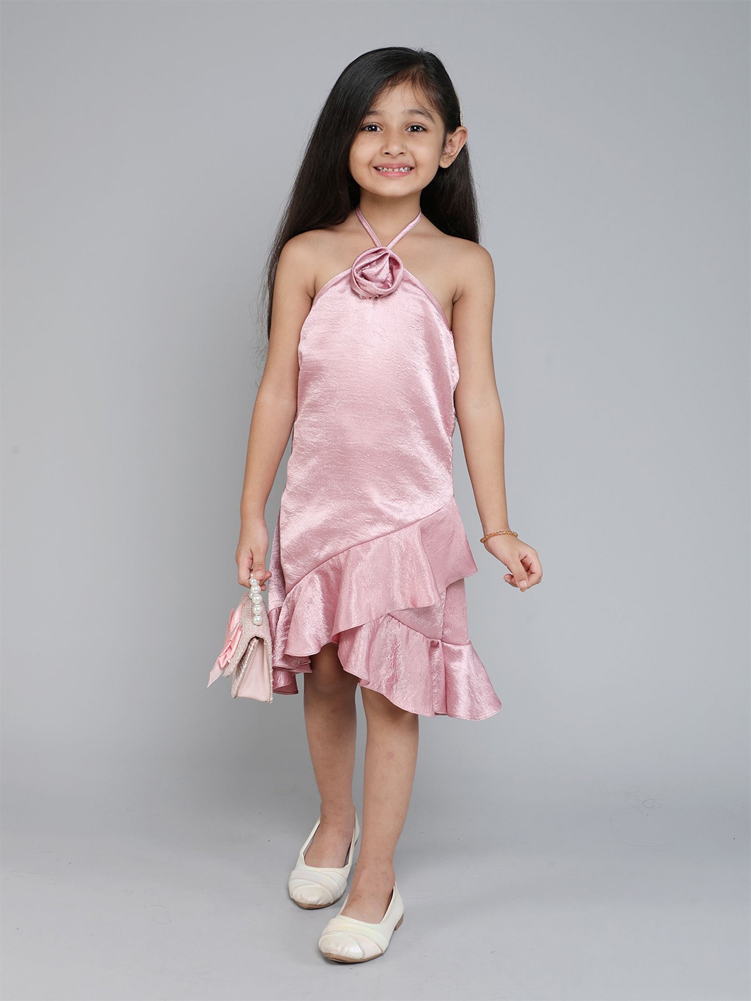 

taffykids Halter Neck A-Line Dress, Pink