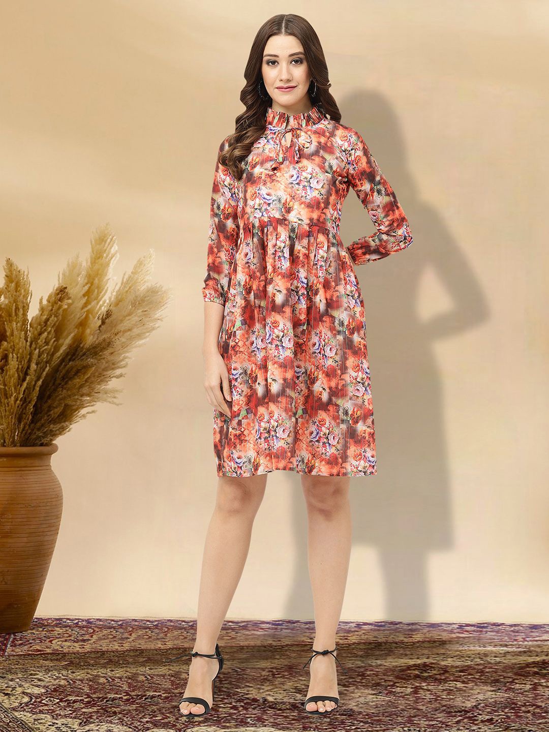 

BAESD Floral Print Applique Fit & Flare Dress, Multi