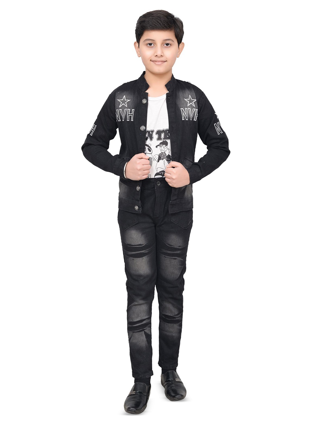 

AJ STYLES Boys Dyed Shirt with Trousers, Black