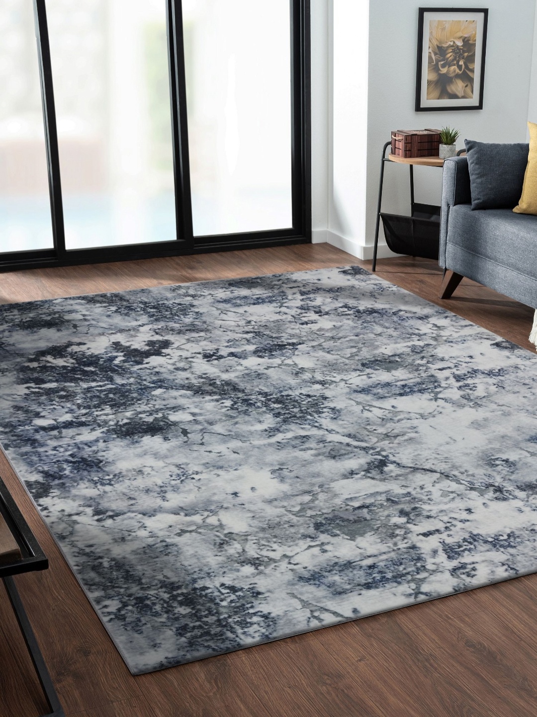 

OBSESSIONS Blue and Grey Abstract Anti-Skid Carpet