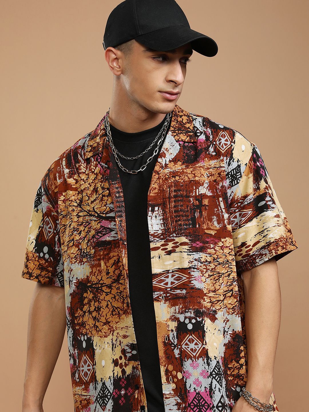 

KETCH Men Abstract Printed Casual Shirt, Brown