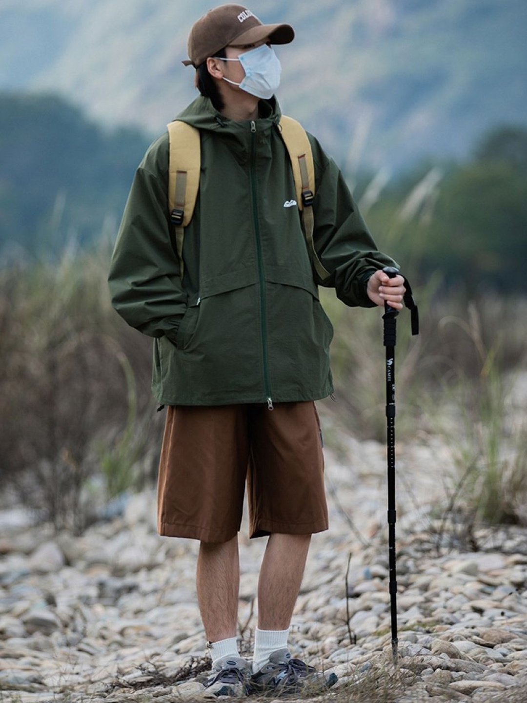 

HERE&NOW Men Hooded Solid Casual Tailored Jacket, Green