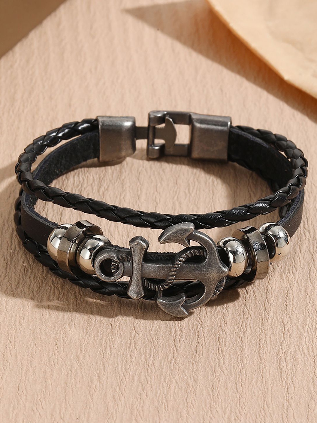 

StyleCast x Revolte Women Leather Antique Wraparound Bracelet, Black