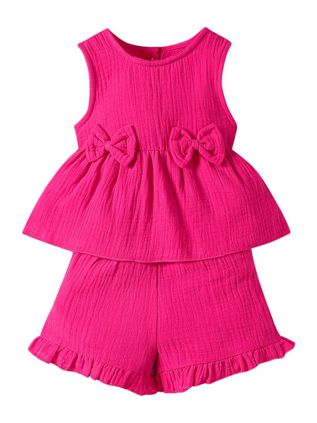 

StyleCast x Revolte Girls Round Neck Sleeveless Top With Shorts, Fuchsia