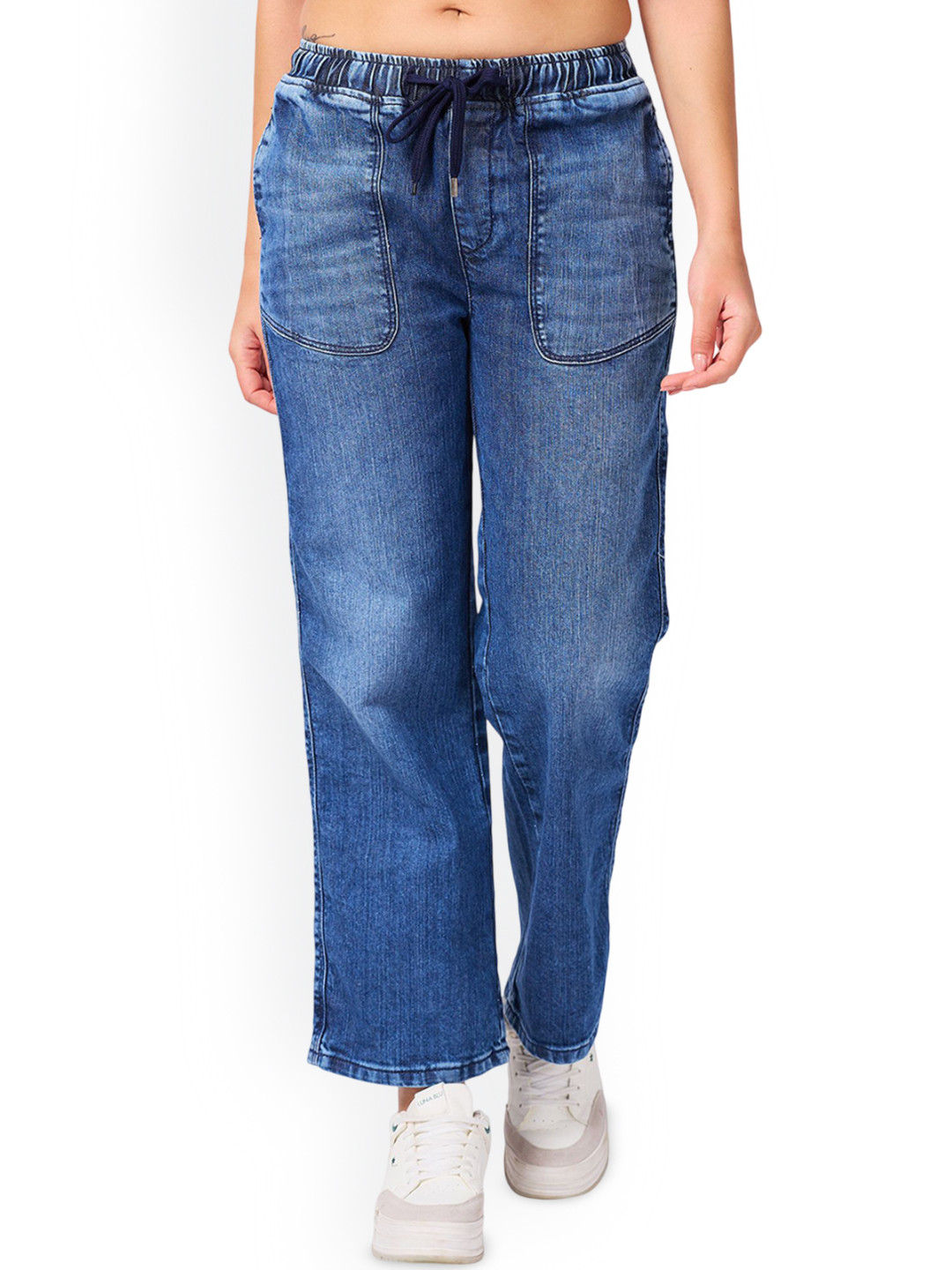 

IZEL Women Wide Leg Heavy Fade Jeans, Blue