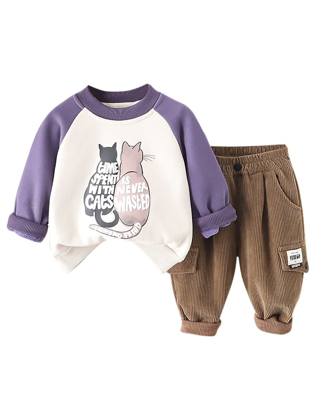 

StyleCast x Revolte Boys Colourblocked Round Neck Long Sleeves Sweatshirt With Jogger, Purple