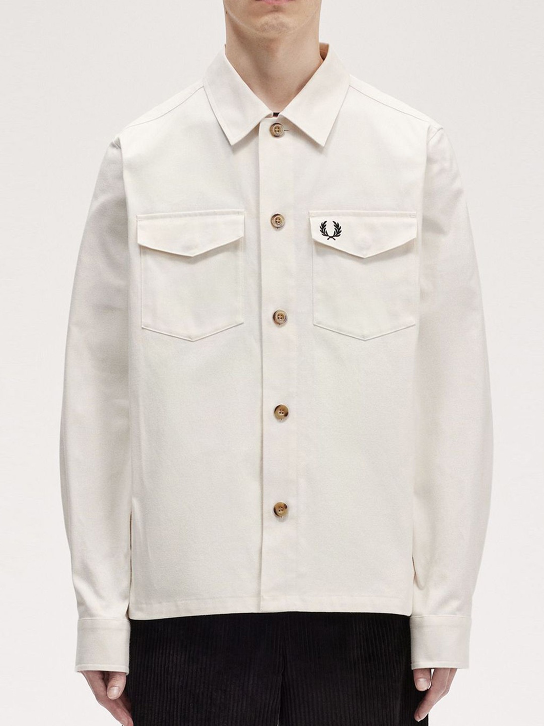 

Fred Perry Men Solid Casual Cotton Shirt, Cream