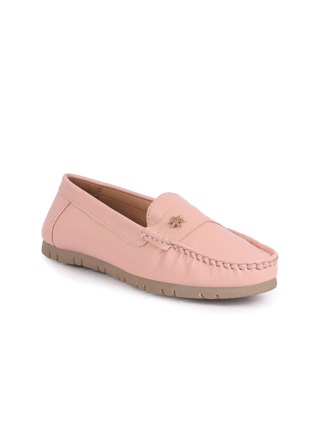 

FAUSTO Women PU Textured Comfortable Lightweight Slip On Loafers, Rose