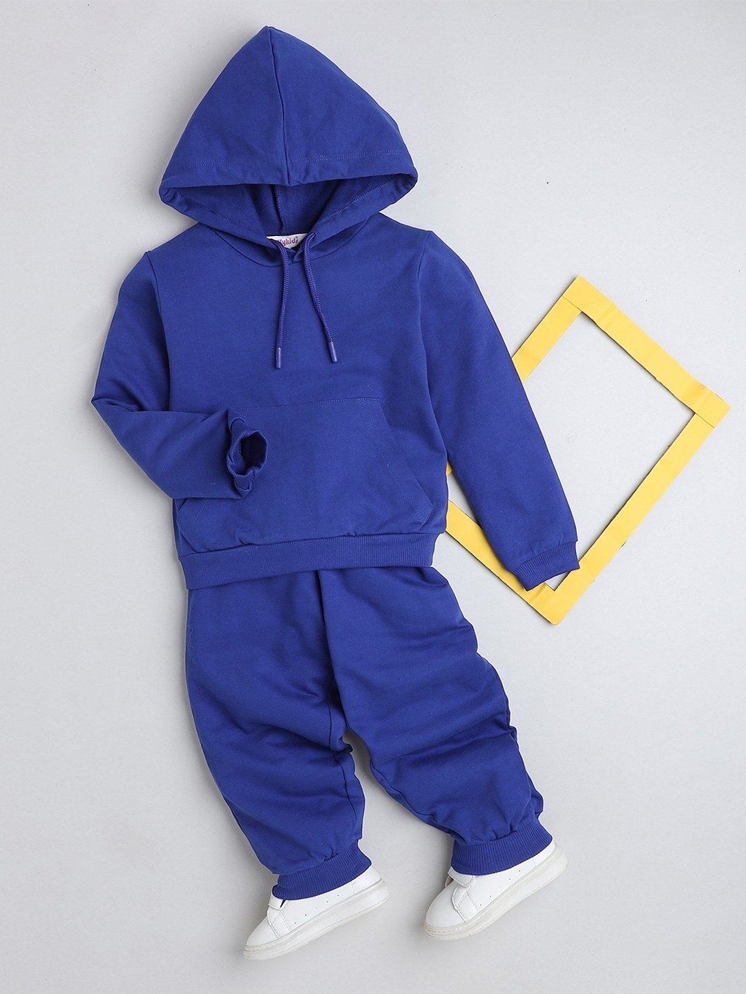 

taffykids Blue Hooded Pure Cotton Sweatshirt With Joggers