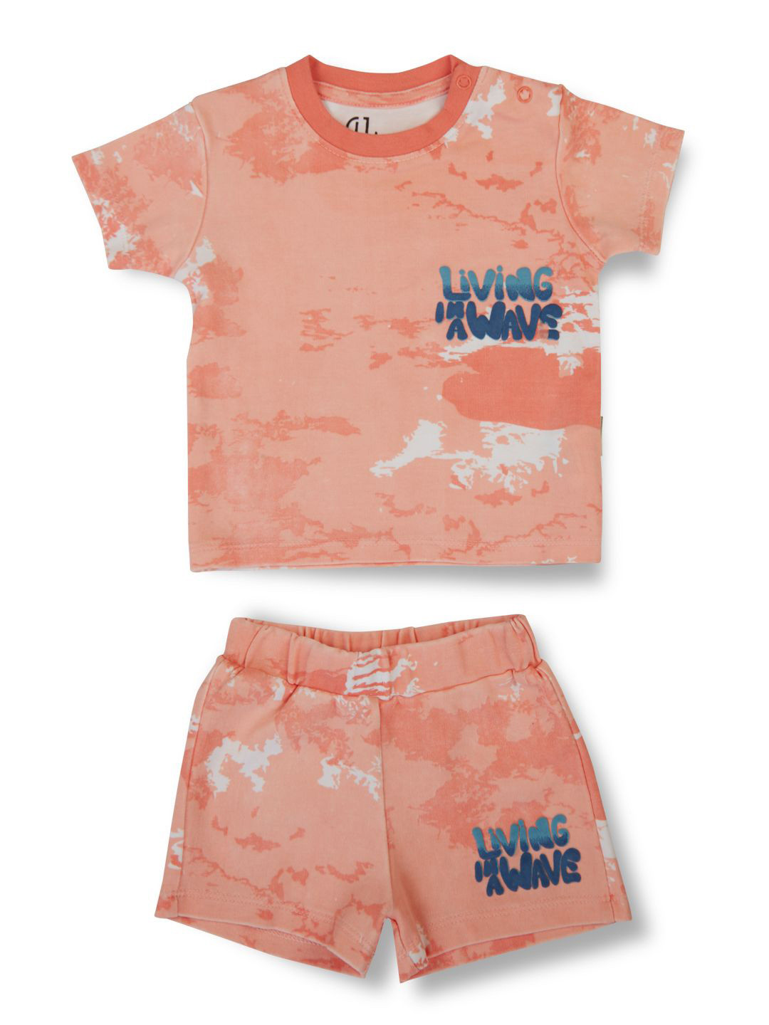 

GJ baby Boys Printed Short Sleeves T-shirt with Shorts, Peach