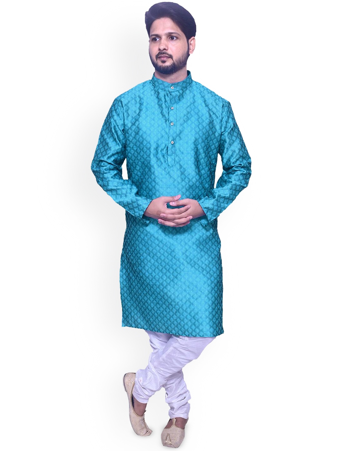 

Om Shubh Mangalam Geometric Printed Regular Straight Kurta with Churidar, Blue