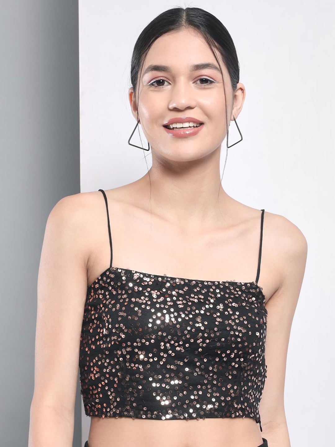 

BAESD Embellished Net Crop Top, Gold