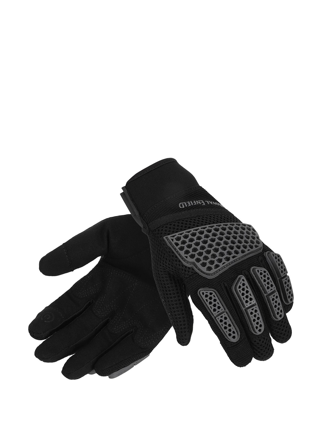 

Royal Enfield Women Patterned Leather Riding Gloves, Black