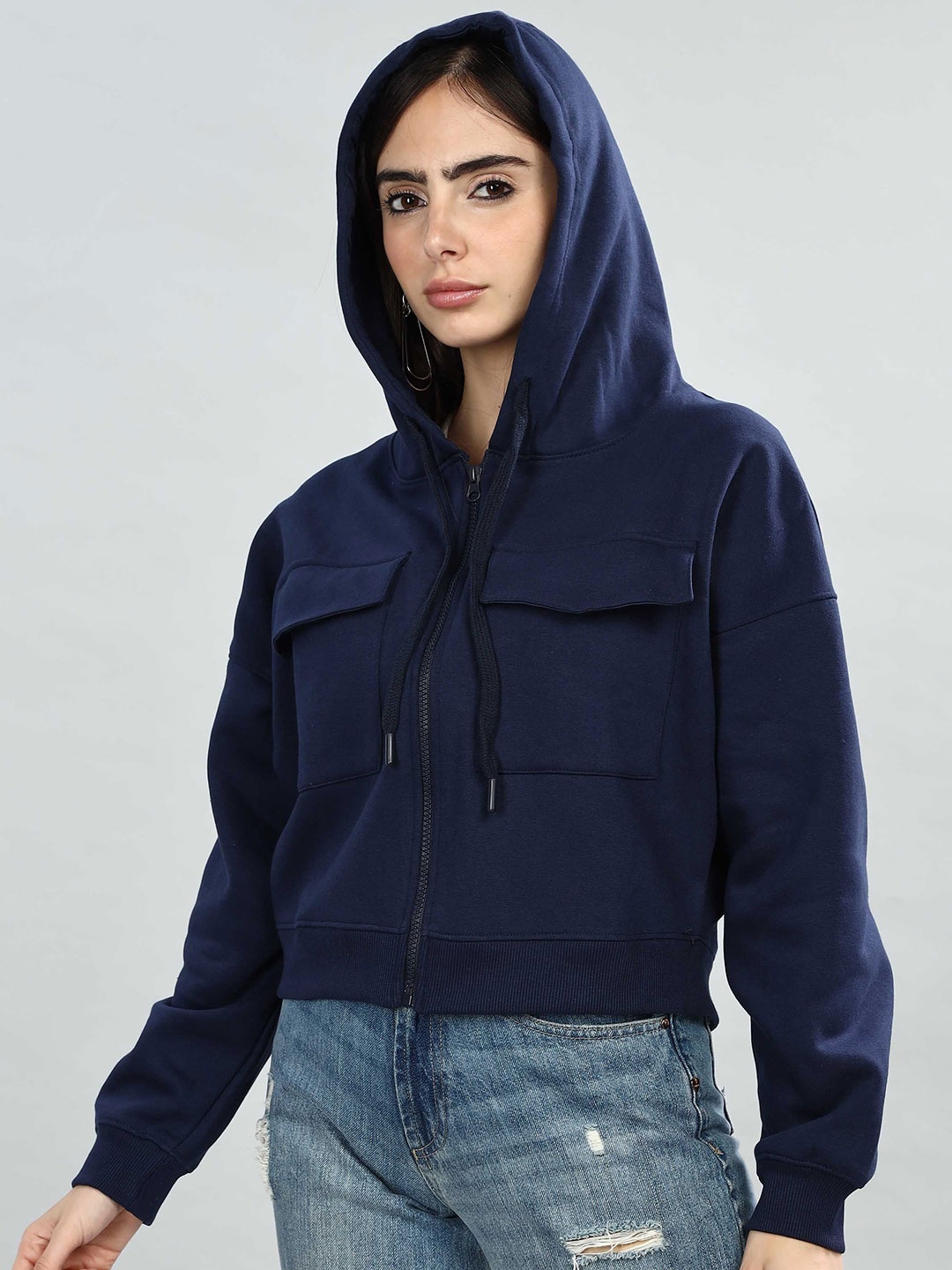 

HEYLAY Women Hooded Sweatshirt, Navy blue